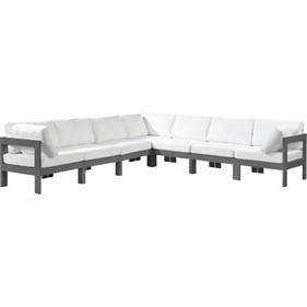 Meridian Furniture Nizuc White Outdoor Patio 7pc Modular Sectional