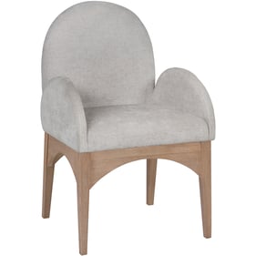 Meridian Furniture Waldorf Grey Chenille Fabric Natural Dining Arm Chair