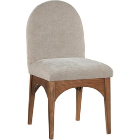 Meridian Furniture Waldorf Beige Chenille Fabric Walnut Dining Side Chair