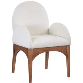 Meridian Furniture Waldorf Cream Chenille Fabric Walnut Dining Arm Chair