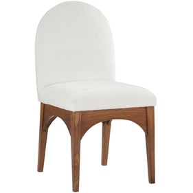 Meridian Furniture Waldorf Cream Chenille Fabric Walnut Dining Side Chair