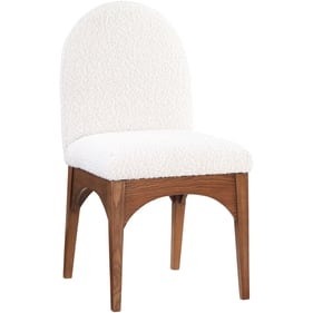 Meridian Furniture Waldorf Cream Boucle Fabric Walnut Dining Side Chair