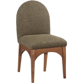 Meridian Furniture Waldorf Olive Boucle Fabric Walnut Dining Side Chair