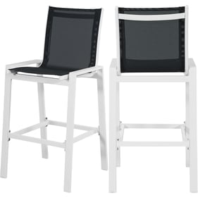 2 Meridian Furniture Nizuc Black Fabric Outdoor Patio Bar Stools