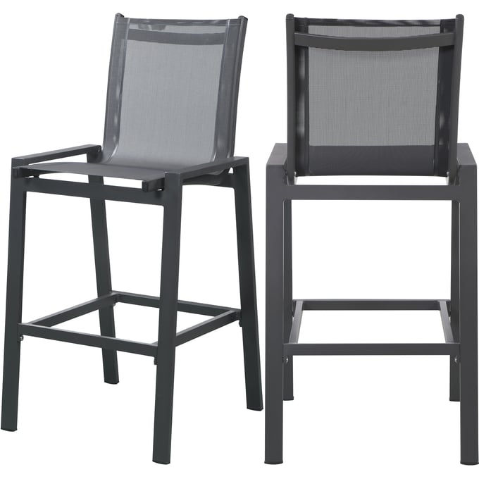 2 Meridian Furniture Nizuc Black Outdoor Patio Bar Stools MRD-387BLACK-C