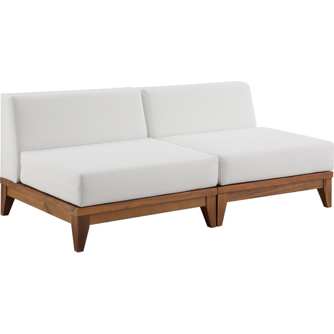 Meridian Furniture Rio Off White Fabric Outdoor Modular 2pc Armless Sofa MRD-389WHITE-S70