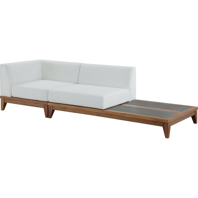 Meridian Furniture Rio Off White Outdoor 2pc Modular Sofa with Integrated Table MRD-389WHITE-S94