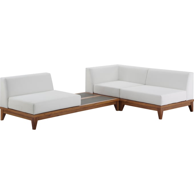 Meridian Furniture Rio Off White Fabric Outdoor 3pc Modular Sectional MRD-389WHITE-SEC3B