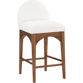 Meridian Furniture Waldorf Cream Boucle Fabric Walnut Counter Height Stool