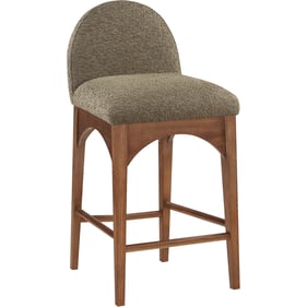 Meridian Furniture Waldorf Olive Boucle Fabric Walnut Counter Height Stool