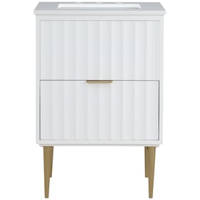 Meridian Furniture Modernist White Brushed Gold 24 Inch Bathroom Vanity