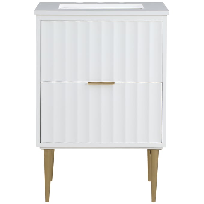 Meridian Furniture Modernist White Brushed Gold 24 Inch Bathroom Vanity MRD-401WHITE-24