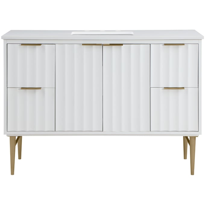 Meridian Furniture Modernist White Brushed Gold 48 Inch Bathroom Vanity MRD-401WHITE-48