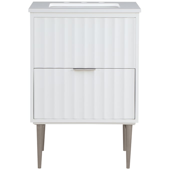 Meridian Furniture Modernist White Brushed Chrome 24 Inch Bathroom Vanity MRD-402WHITE-24