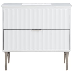 Meridian Furniture Modernist White Brushed Chrome 36 Inch Bathroom Vanity