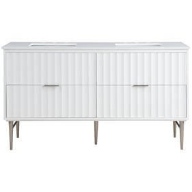 Meridian Furniture Modernist White Brushed Chrome 60 Inch Bathroom Vanity