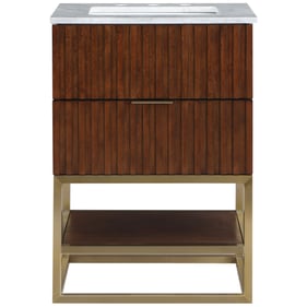 Meridian Furniture Monad Walnut Brushed Gold 24 Inch Bathroom Vanity