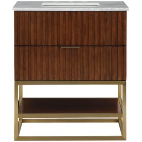 Meridian Furniture Monad Walnut Brushed Gold 30 Inch Bathroom Vanity