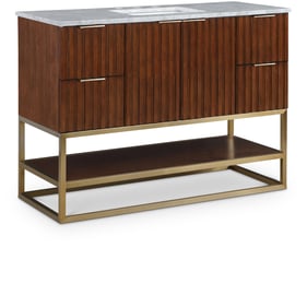 Meridian Furniture Monad Walnut Brushed Gold 48 Inch Bathroom Vanity