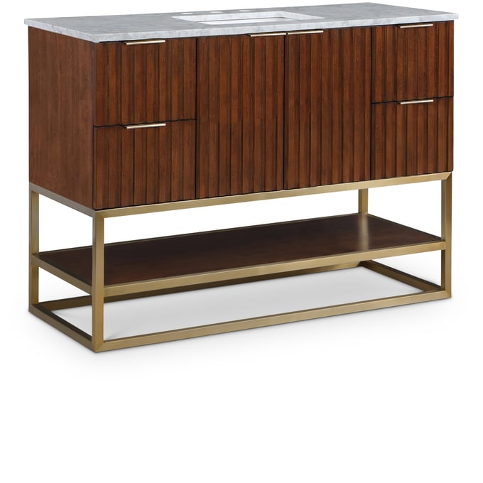 Meridian Furniture Monad Walnut Brushed Gold 48 Inch Bathroom Vanity MRD-404Walnut-48