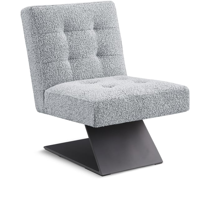 Meridian Furniture Zeal Grey Boucle Fabric Black Accent Chair MRD-405GREY