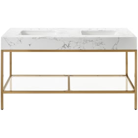 Meridian Furniture Marmo White Brushed Brass 60 Inch Bathroom Vanity