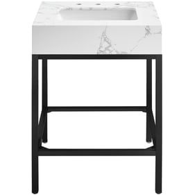 Meridian Furniture Marmo White Black 24 Inch Bathroom Vanity