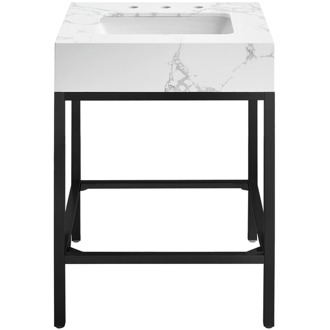 Meridian Furniture Marmo White Black 24 Inch Bathroom Vanity MRD-407WHITE-24