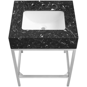 Meridian Furniture Marmo Black Satin Chrome 24 Inch Bathroom Vanity