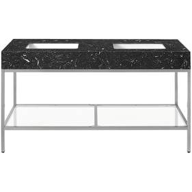 Meridian Furniture Marmo Black Satin Chrome 60 Inch Bathroom Vanity