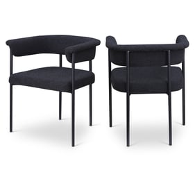 2 Meridian Furniture Malin Black Boucle Fabric Dining Chairs