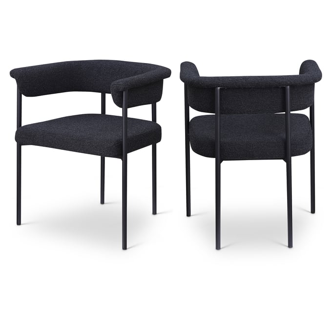 2 Meridian Furniture Malin Black Boucle Fabric Dining Chairs MRD-410BLACK-C