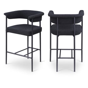 2 Meridian Furniture Malin Black Boucle Fabric Counter Height Stools