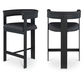 2 Meridian Furniture Romeo Black Leather Counter Height Stools