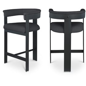 2 Meridian Furniture Romeo Black Boucle Fabric Counter Height Stools