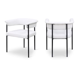 2 Meridian Furniture Malin Cream Textured Fabric Black Dining Chairs