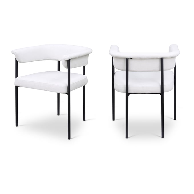 2 Meridian Furniture Malin Cream Textured Fabric Black Dining Chairs MRD-420CREAM-C