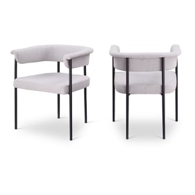 2 Meridian Furniture Malin Grey Textured Fabric Black Dining Chairs