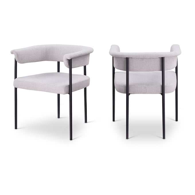 2 Meridian Furniture Malin Grey Textured Fabric Black Dining Chairs MRD-420GREY-C