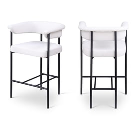 2 Meridian Furniture Malin Cream Textured Fabric Black Counter Height Stool...