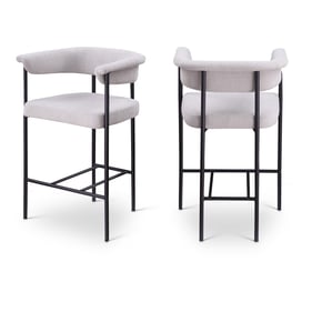 2 Meridian Furniture Malin Grey Textured Fabric Black Counter Height Stools