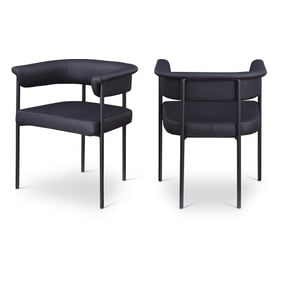 2 Meridian Furniture Malin Black Vegan Leather Dining Chairs