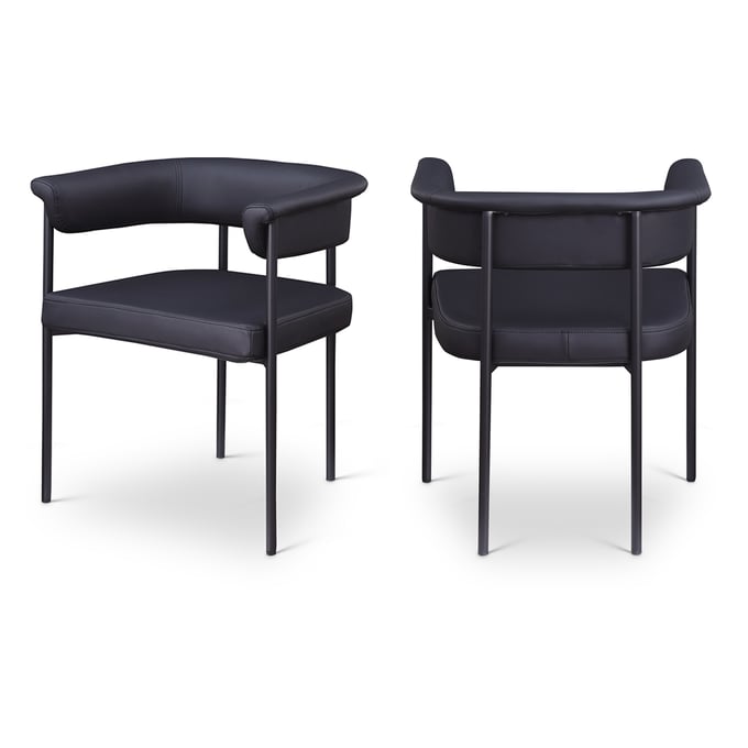 2 Meridian Furniture Malin Black Vegan Leather Dining Chairs MRD-427BLACK-C