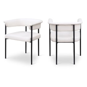 2 Meridian Furniture Malin Cream Vegan Leather Black Dining Chairs