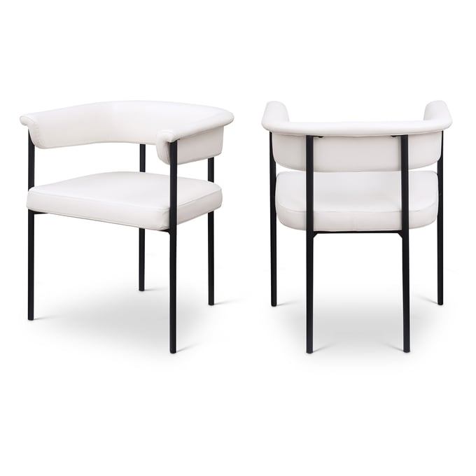 2 Meridian Furniture Malin Cream Vegan Leather Black Dining Chairs MRD-427CREAM-C