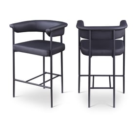 2 Meridian Furniture Malin Black Vegan Leather Counter Height Stools