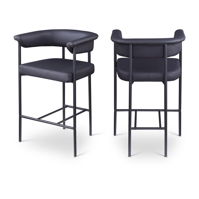 2 Meridian Furniture Malin Black Vegan Leather Counter Height Stools MRD-428BLACK-C