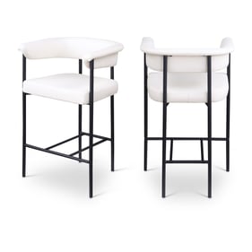 2 Meridian Furniture Malin Cream Vegan Leather Black Counter Height Stools