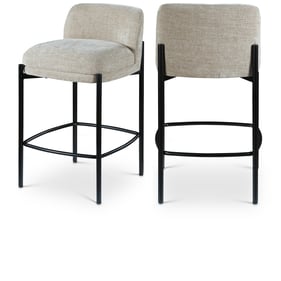 2 Meridian Furniture Burton Beige Fabric Stools