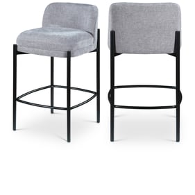 2 Meridian Furniture Burton Grey Fabric Stools